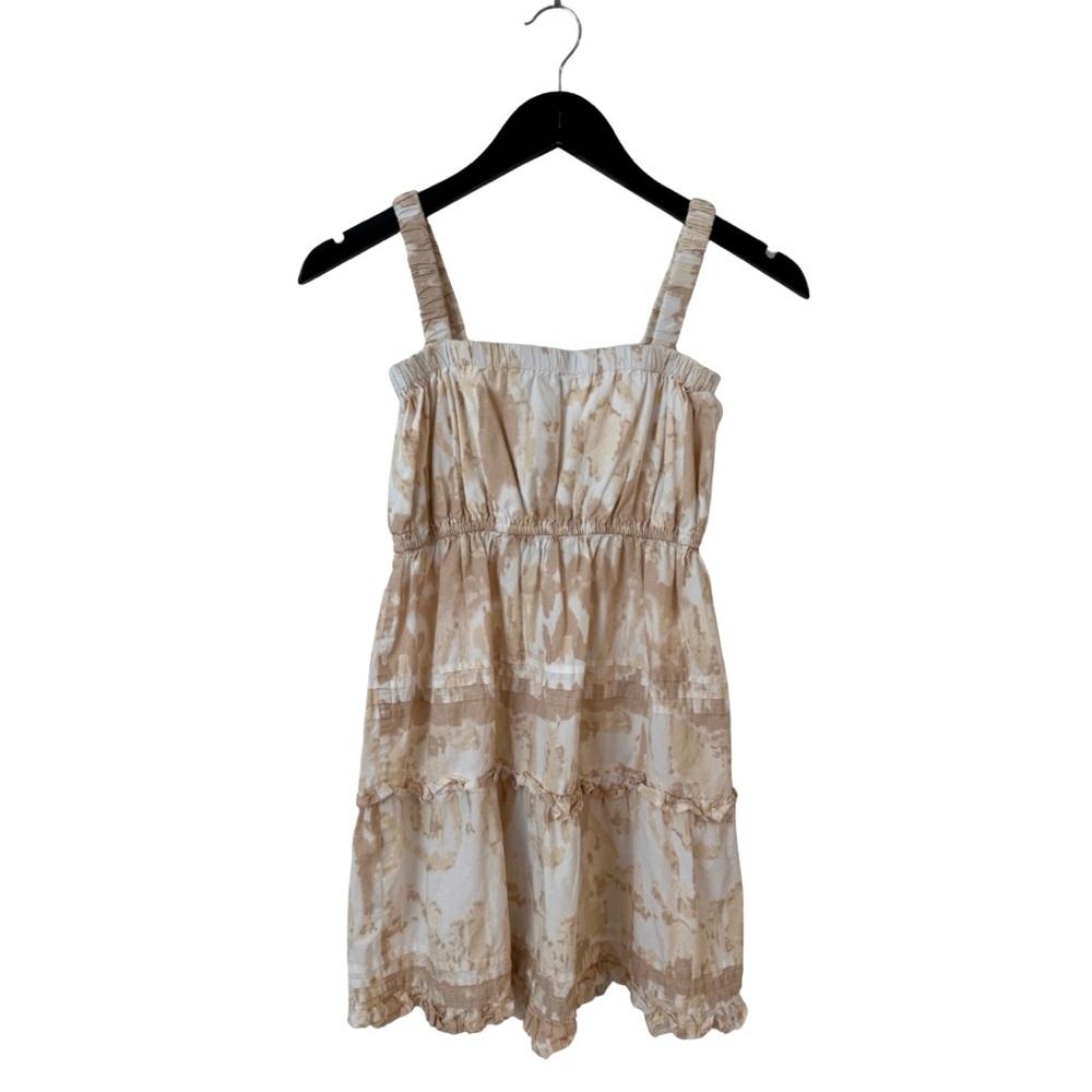 Cleobella Littles Girls 7 Tiered Midi Length Dress Beige Tan Pia Watercolor Boho